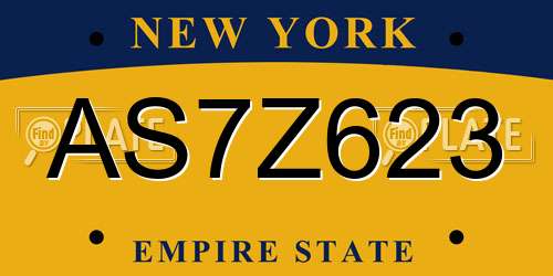 AS7Z623 New York License Plate