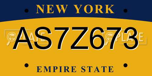 AS7Z673 New York License Plate