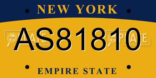 AS81810 New York License Plate