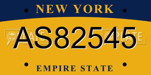 AS82545 New York License Plate