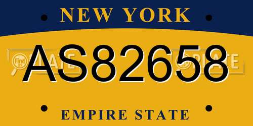 AS82658 New York License Plate