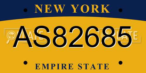 AS82685 New York License Plate