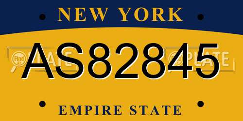 AS82845 New York License Plate