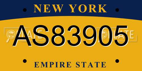 AS83905 New York License Plate