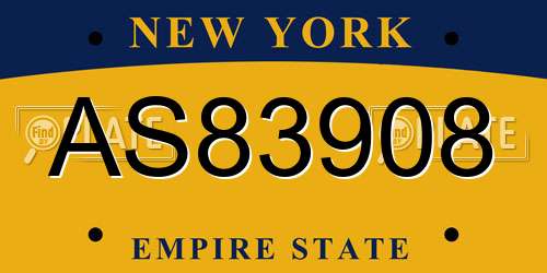 AS83908 New York License Plate