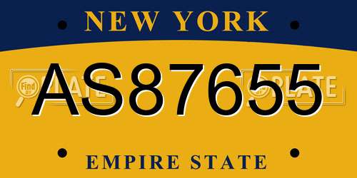 AS87655 New York License Plate