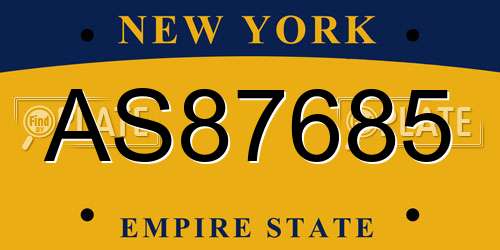 AS87685 New York License Plate