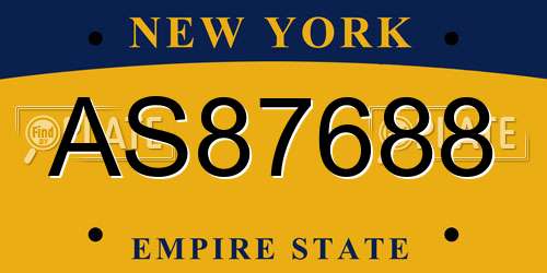AS87688 New York License Plate