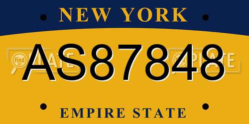 AS87848 New York License Plate