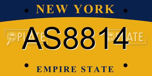 AS8814 New York License Plate