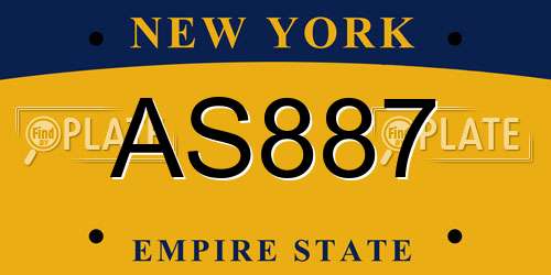 AS887 New York License Plate
