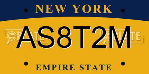 AS8T2M New York License Plate