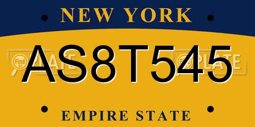 AS8T545 New York License Plate