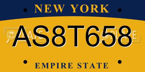 AS8T658 New York License Plate