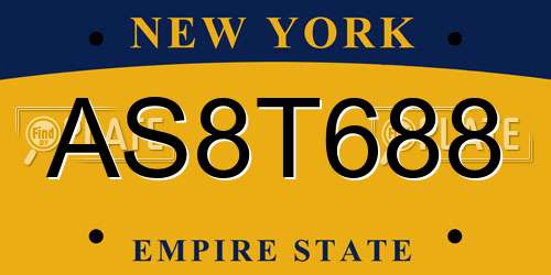 AS8T688 New York License Plate