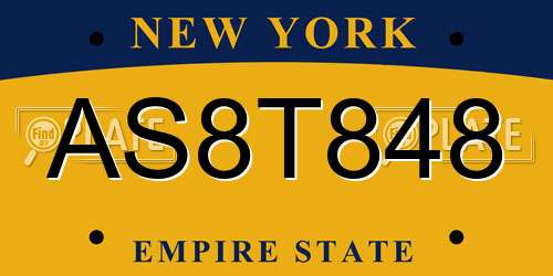 AS8T848 New York License Plate