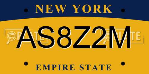 AS8Z2M New York License Plate