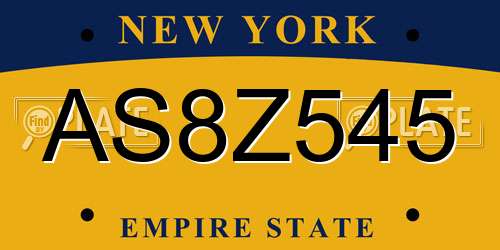 AS8Z545 New York License Plate