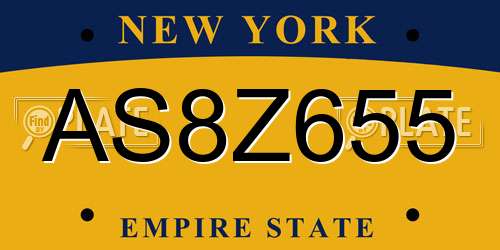 AS8Z655 New York License Plate
