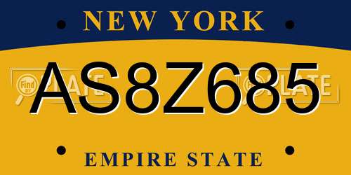 AS8Z685 New York License Plate