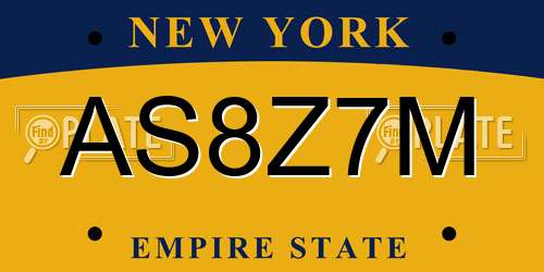 AS8Z7M New York License Plate