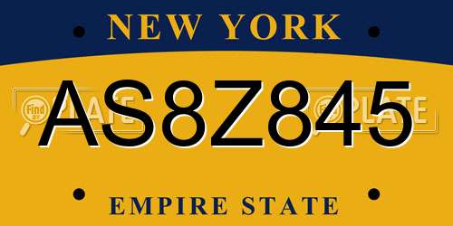 AS8Z845 New York License Plate