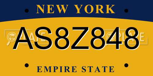 AS8Z848 New York License Plate
