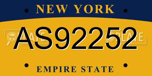 AS92252 New York License Plate