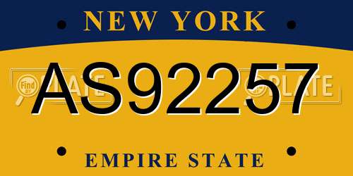 AS92257 New York License Plate