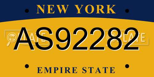 AS92282 New York License Plate