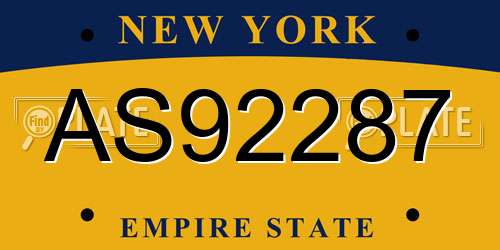 AS92287 New York License Plate