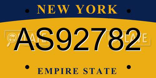 AS92782 New York License Plate