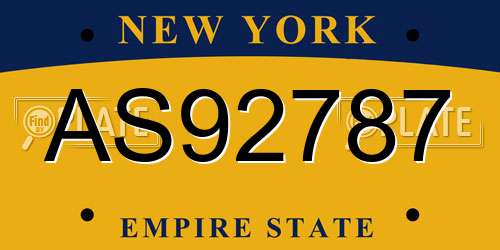 AS92787 New York License Plate