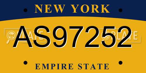 AS97252 New York License Plate