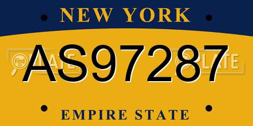 AS97287 New York License Plate