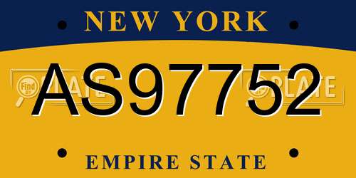 AS97752 New York License Plate