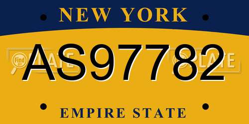 AS97782 New York License Plate