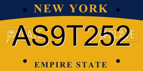 AS9T252 New York License Plate