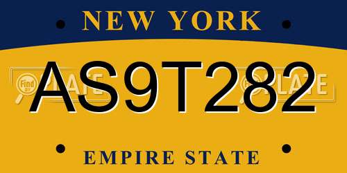 AS9T282 New York License Plate