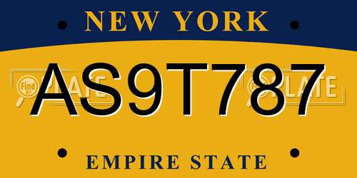 AS9T787 New York License Plate