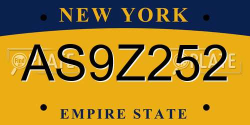 AS9Z252 New York License Plate