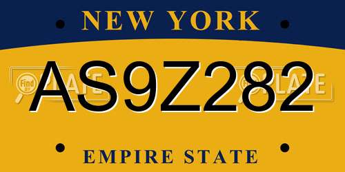 AS9Z282 New York License Plate