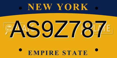 AS9Z787 New York License Plate