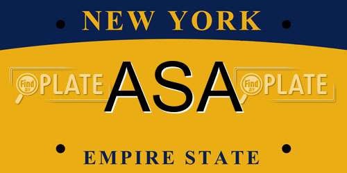 ASA New York License Plate