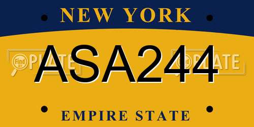 ASA244 New York License Plate