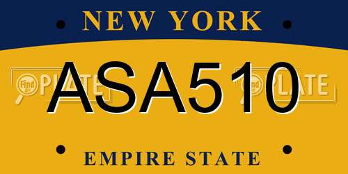 ASA510 New York License Plate