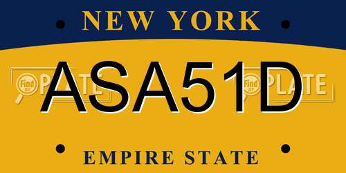ASA51D New York License Plate
