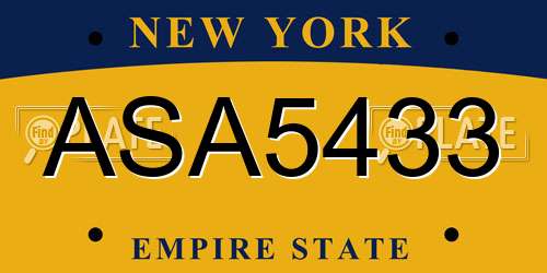 ASA5433 New York License Plate