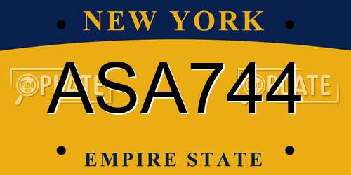 ASA744 New York License Plate