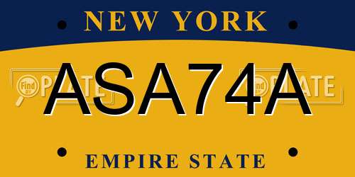 ASA74A New York License Plate